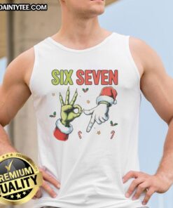 Funny Six Seven 6 7 67 Meme Christmas Xmas Tank Top featuring a humorous holiday design for festive celebrations.