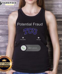 Funny TCU potential fraud tank top featuring humorous graphics perfect for fans and casual wear.