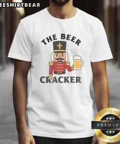 Alt Text: Funny Beer Cracker Nutcracker Christmas T-Shirt featuring a whimsical design perfect for holiday celebrations.
