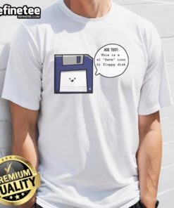 Funny 'This Is A Save Icon Or Floppy Disk Age Test' T-Shirt showcasing retro floppy disk design for nostalgia lovers.