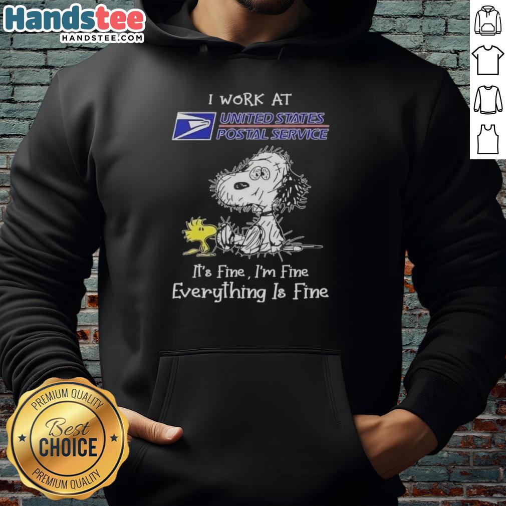 funny-tired-snoopy-i-work-at-usps-its-fine-im-fine-everything-is-fine-hoodie Alt Text: Funny Snoopy hoodie with I work at USPS, it's fine, I'm fine, everything is fine design for postal workers.