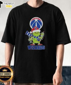 Alt Text: Good 2025 Washington Wizards Christmas Grinch Santa Hat Holiday T-Shirt featuring festive design and team colors.