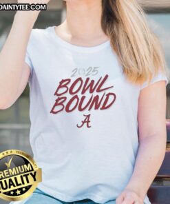 2025 Alabama Crimson Tide bowl bound ladies tee featuring team colors and logo, perfect for fans celebrating the season.
