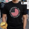 Alt Text: Good America Support Our Veterans T-Shirt featuring patriotic design and bold text supporting veterans' rights.