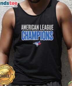 Good American League Champions Toronto Blue Jays 2025 logo tank top featuring vibrant team colors and design.