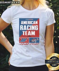 Good American Racing Team MotoAmerica USA ladies tee featuring a stylish design for female motorcycle racing fans.