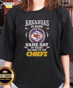 Good Arkansas is Home Ladies Tee celebrating Kansas City Chiefs on game day with stylish design and vibrant colors.
