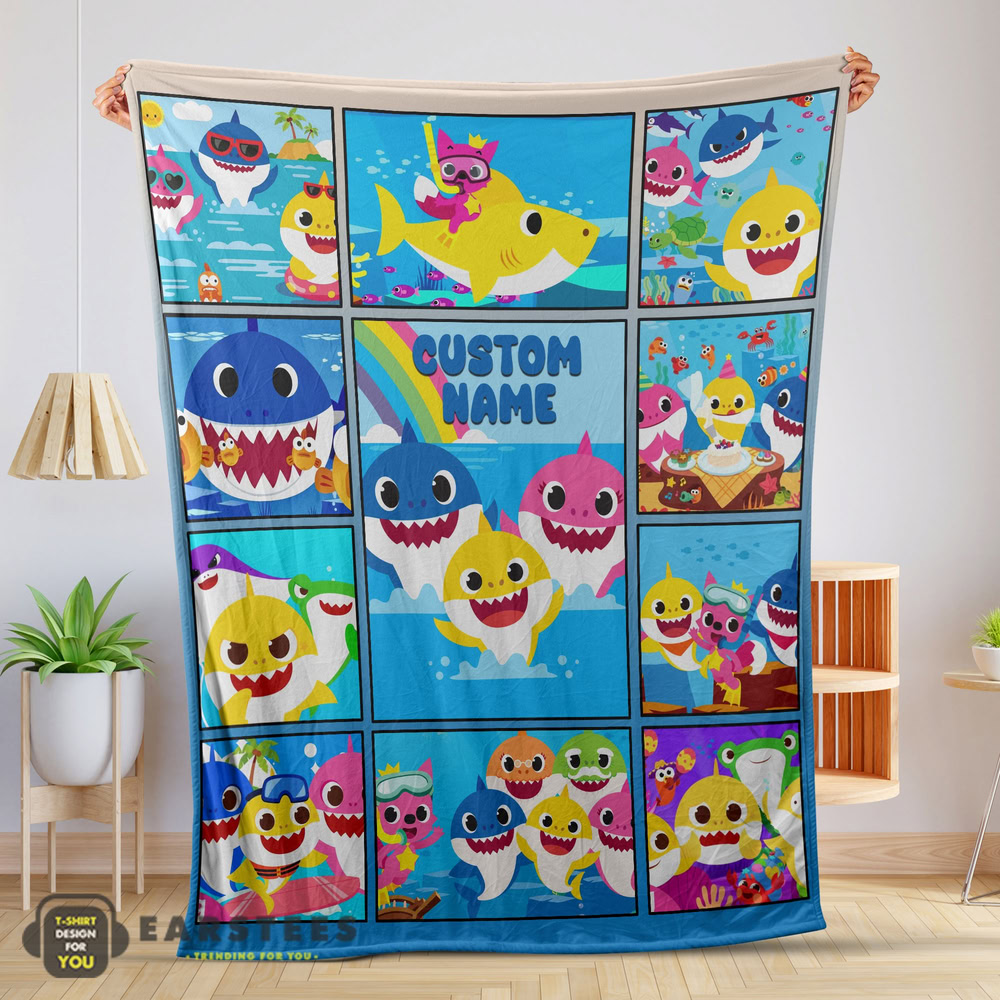 good-baby-shark-family-friends-collage-blanket-fleece-customized-blanket-mk-01 Good Baby Shark Family & Friends Collage Blanket Fleece Customized Blanket