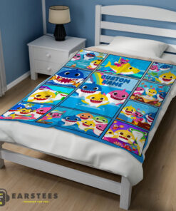 Good Baby Shark Family & Friends Collage Blanket Fleece Customized Blanket