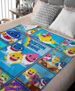 Good Baby Shark Family & Friends Collage Blanket Fleece Customized Blanket