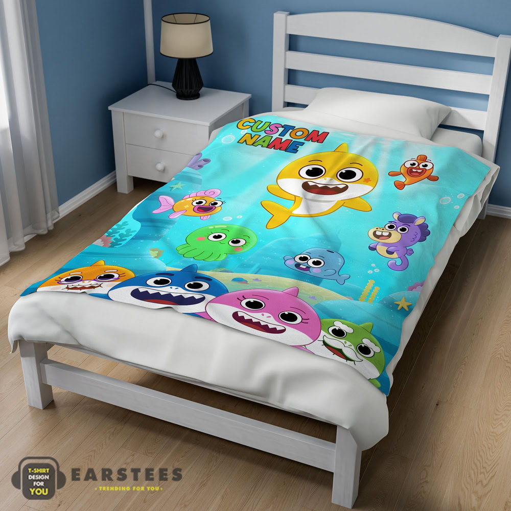 good-baby-shark-friends-poster-rainbow-text-blanket-fleece-customized-blanket-mk-02 Good Baby Shark & Friends Poster Rainbow Text Blanket Fleece Customized Blanket