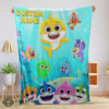 Good Baby Shark & Friends Poster Yellow Text Blanket Fleece Customized Blanket