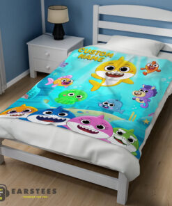 Good Baby Shark & Friends Poster Yellow Text Blanket Fleece Customized Blanket