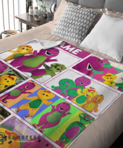 Good Barney & Friends Characters Collage Blanket Fleece Customized Blanket