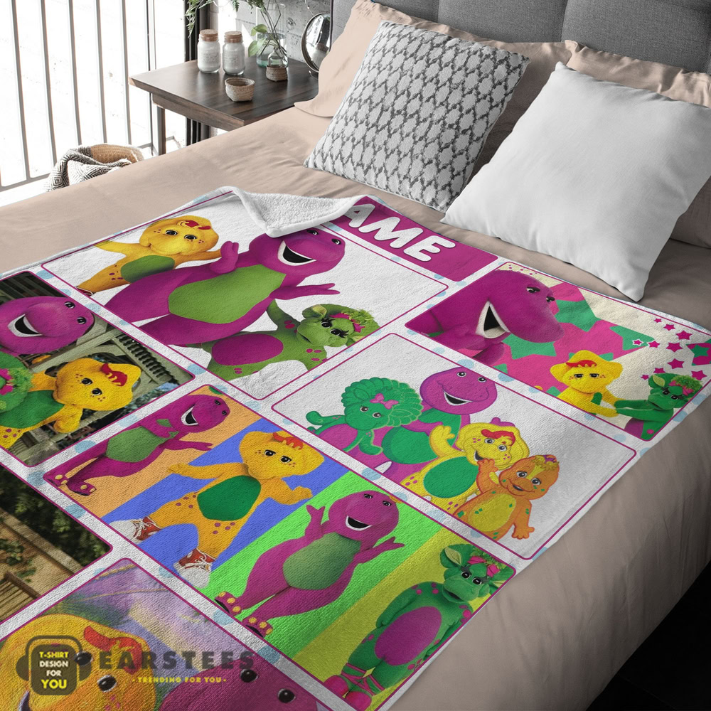 good-barney-friends-characters-collage-blanket-fleece-customized-blanket-mk-03 Good Barney & Friends Characters Collage Blanket Fleece Customized Blanket