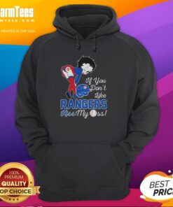 Good Betty Boop hoodie featuring 'If You Don't Like Texas Rangers, Kiss My Ass' design, perfect for fans and casual wear.