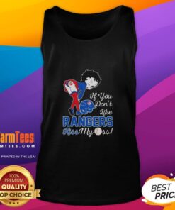 Good Betty Boop tank top featuring 'If You Don't Like Texas Rangers, Kiss My Ass' design, perfect for baseball fans.