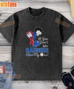 Good Betty Boop T-shirt: 'If You Don't Like Texas Rangers, Kiss My Ass' graphic on a washed tee for baseball fans.