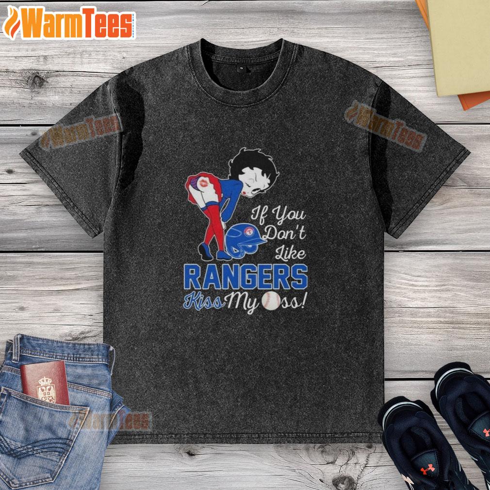 good-betty-boop-if-you-dont-like-texas-rangers-kiss-my-ass-washed-t-shirt Good Betty Boop T-shirt: 'If You Don't Like Texas Rangers, Kiss My Ass' graphic on a washed tee for baseball fans.