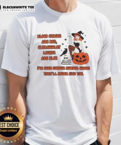 Good Blood Stains Are Red Ultraviolet Lights Are Blue T-Shirt featuring a creative graphic design and vibrant colors.