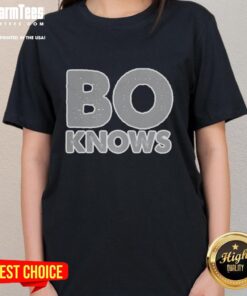 Good Bo Jackson BO Knows Retro Ladies Tee featuring a vintage design celebrating sports legend Bo Jackson.
