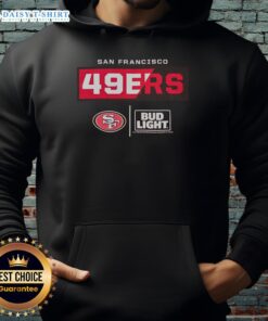 Good Bud Light San Francisco 49ers team hoodie featuring bold logo and vibrant colors, perfect for game day wear.