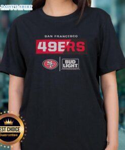 Alt Text: Good Bud Light San Francisco 49ers Team Ladies Tee featuring vibrant team colors and logo for female fans.