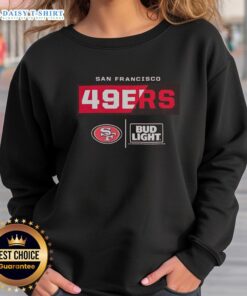 Alt Text: Stylish Good Bud Light San Francisco 49ers team sweatshirt, perfect for fans showcasing team spirit and comfort.