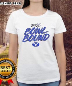 Alt Text: Good BYU Football 2025 Bowl Bound ladies tee featuring a stylish design for proud Cougars fans.
