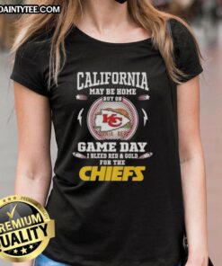 Good California is home, but on game day my heart belongs to the Kansas City Chiefs ladies tee in vibrant red.
