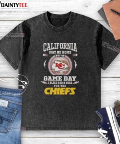 Good California is Home T-shirt showcasing Kansas City Chiefs pride for game day excitement and fan spirit.