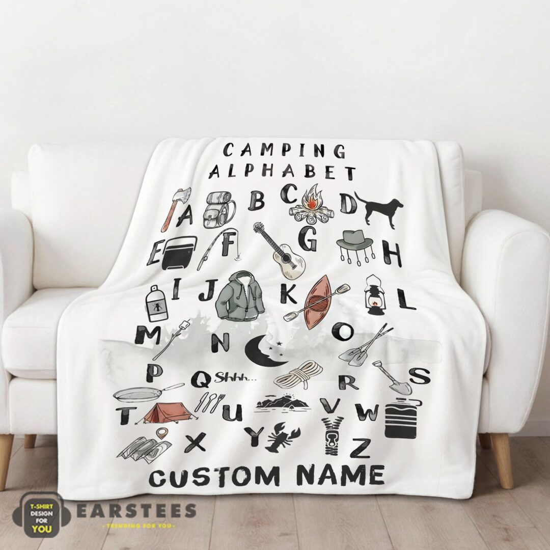 good-camping-equipment-camping-alphabet-blanket-fleece-customized-blanket-mk-01 Good Camping Equipment Camping Alphabet Blanket Fleece Customized Blanket - Image 2