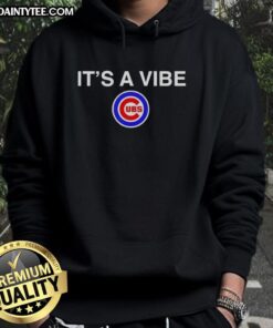 Good Chicago Cubs It's A Vibe hoodie in navy blue, perfect for fans showcasing team spirit and style.