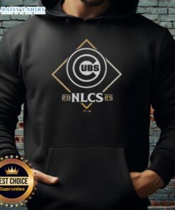 Chicago Cubs NLCS 2025 Champions locker room hoodie, celebrating National League Division Series victory.