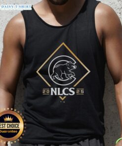 Good Chicago Cubs NLCS Bound 2025 tank top featuring team colors and logo, perfect for Cubs fans and summer wear.