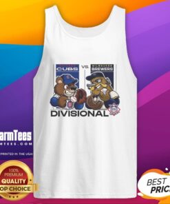 Chicago Cubs vs. Milwaukee Brewers 2025 divisional series mascot tank top featuring team logos and colorful design.