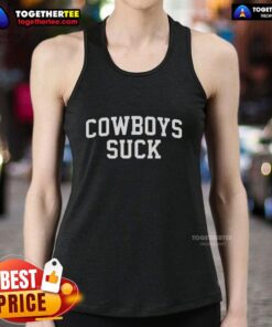 Fan wearing 'Cowboys Suck' tank top at Good Chiefs vs Lions game, showcasing team spirit and excitement.