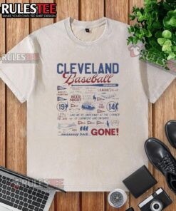 Alt Text: Good Cleveland Baseball History Collage on a washed T-shirt, showcasing iconic moments and players from the team.