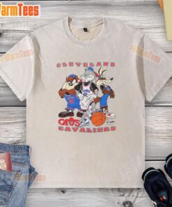 Good Cleveland Cavaliers NBA X Looney Tunes cartoon characters washed t-shirt featuring vibrant graphics and team colors.