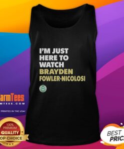 Fan in a Colorado State Rams tank top watching Brayden Fowler-Nicolosi play during a game, showcasing team spirit.