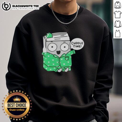 Cozy bookish cuddle time sweatshirt featuring a warm design, perfect for book lovers to enjoy reading in comfort.