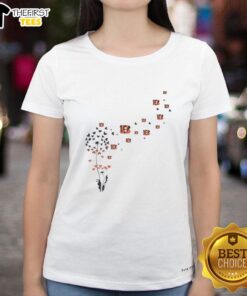 Ladies tee featuring a good dandelion flower design with the Cincinnati Bengals football logo.