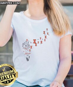 Good Dandelion Flower Illinois Fighting Illini Football Logo Ladies Tee featuring vibrant floral design and team colors.
