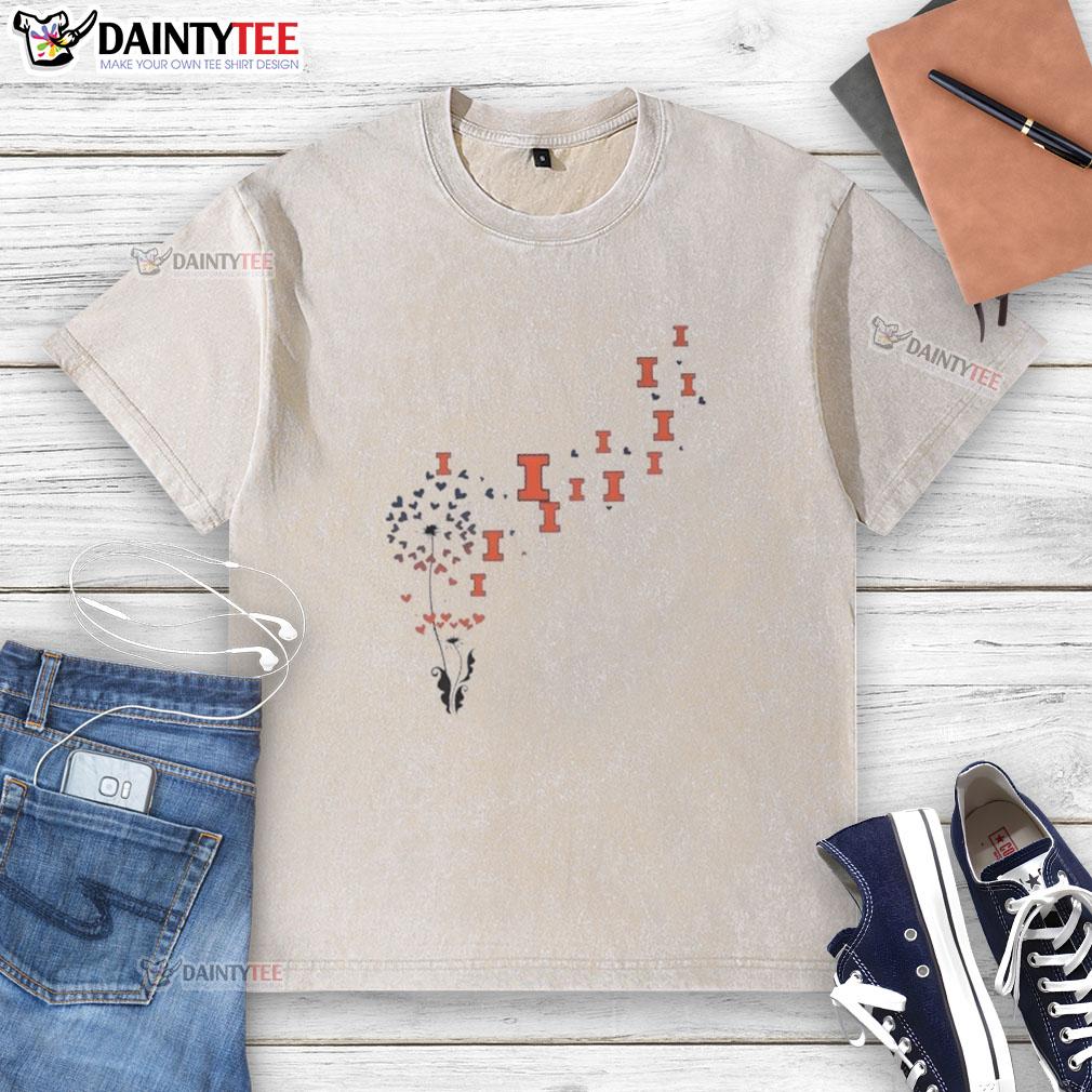 good-dandelion-flower-illinois-fighting-illini-football-logo-washed-t-shirt Good dandelion flower design on Illinois Fighting Illini football logo washed t-shirt, perfect for fans and casual wear.