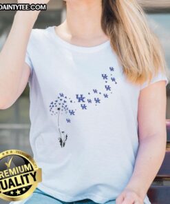 Good Dandelion Flower Kentucky Wildcats football logo on a ladies tee, perfect for fans and stylish game day wear.