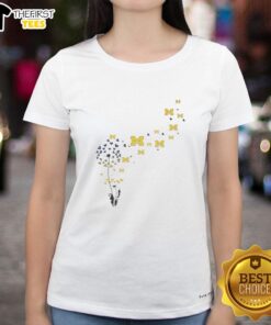 Good Dandelion Flower Michigan Wolverines Football Logo Ladies Tee design featuring vibrant floral elements and team logo.
