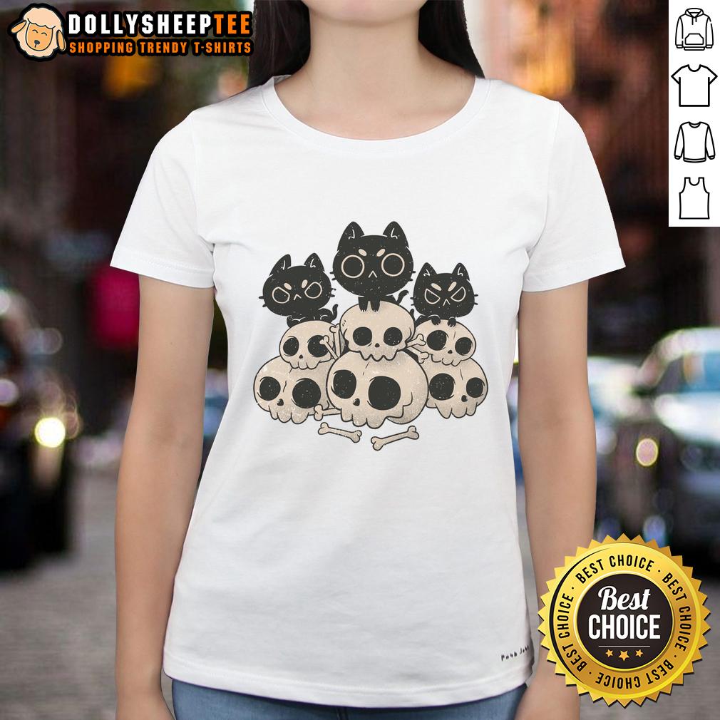 Good Death Gang Cat Skulls Ladies Tee Good Death Gang Cat Skulls Ladies Tee featuring a stylish design with cat skulls and gothic elements for trendy fashion.