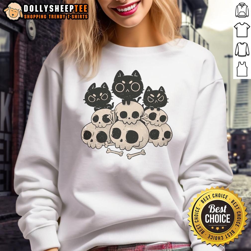 Good Death Gang Cat Skulls Sweatshirt Good Death Gang Cat Skulls Sweatshirt featuring spooky cat skull designs, perfect for Halloween and gothic fashion lovers.