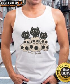 Good Death Gang Cat Skulls Tank Top featuring vibrant cat skull graphics on a stylish sleeveless design.