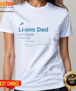Good Detroit Lions Dad Definition Ladies Tee showcasing a fun graphic design perfect for proud Lions fans.